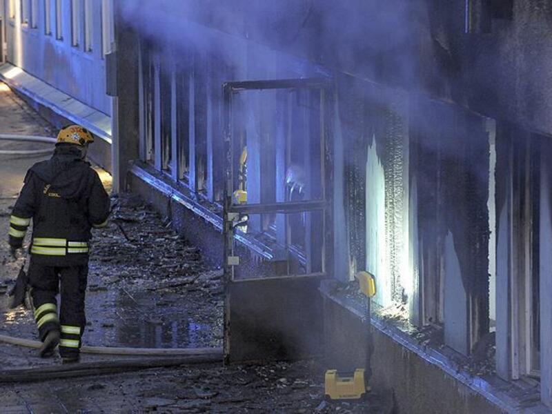 The fire severely damaged the Kungalv Islamic Cultural Center in western Sweden. (Twitter)