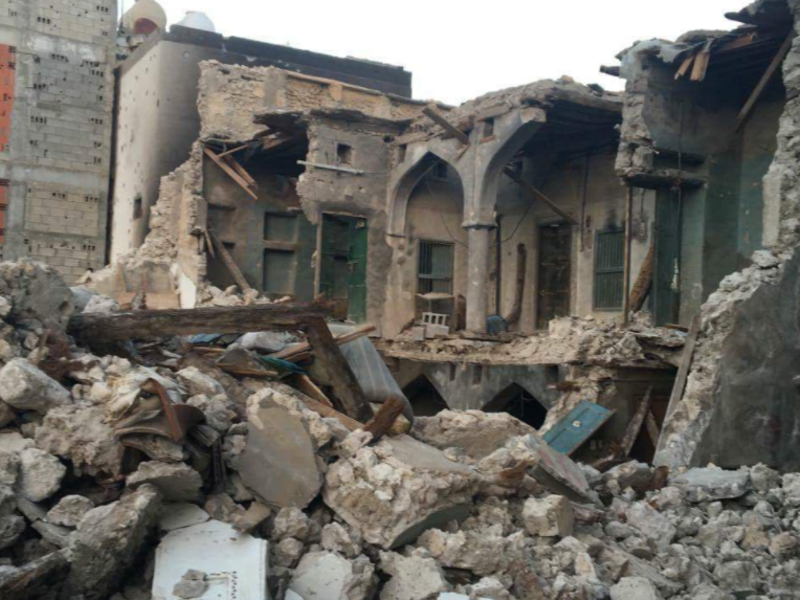 The Saudi siege of Al-Awamiya, a Shia-heavy town in the east of the kingdom, began after the regime announced it would demolish a four-century old neighborhood in order to stop "terrorists" hiding in it. 
(Source: Twitter @AngryQatifi)