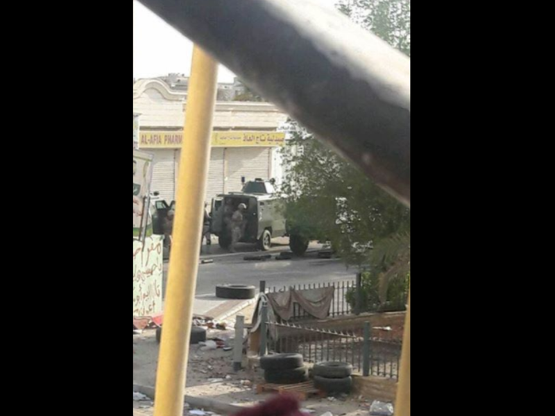 The town resembles a war zone, and should the crackdown and resistance continue, it likely will get much worse.

(Source: Twitter @AngryQatifi)