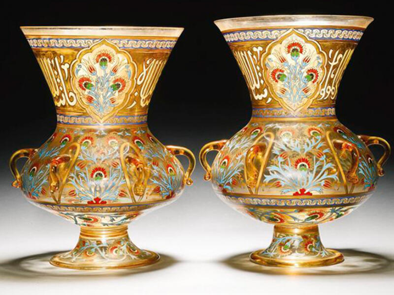 Glassmakers from Syria and Egypt learned about the art of glass production from their Roman predecessors and developed it further. By introducing new techniques, as well as new styles and patterns, glassmakers from Syria and Egypt turned the glass production into a flourishing business from the 8th century onwards. (Pinterest)