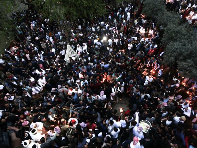 Thousands gathered on Wednesday, April 19, at the holy shrine of the Lalish Temple, to welome the new year. 