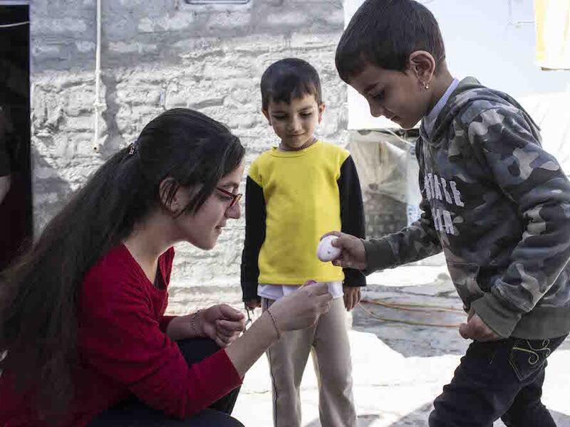 Yezidi kids hit their eggs against each other until one wins by breaking the other’s egg. The game is played before the eggs are eaten and the shells are kept for the following day. 