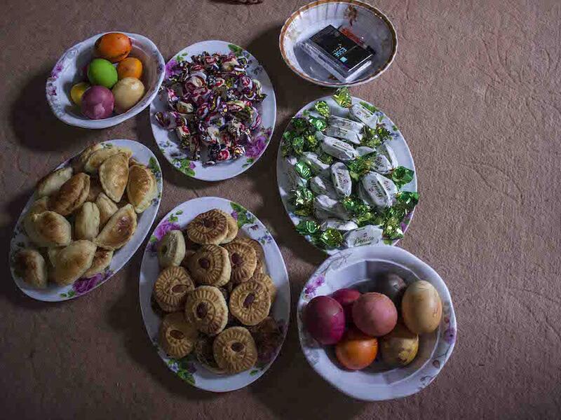 Gifts offered to visitors by Yazidi families during the Red Wednesday. 