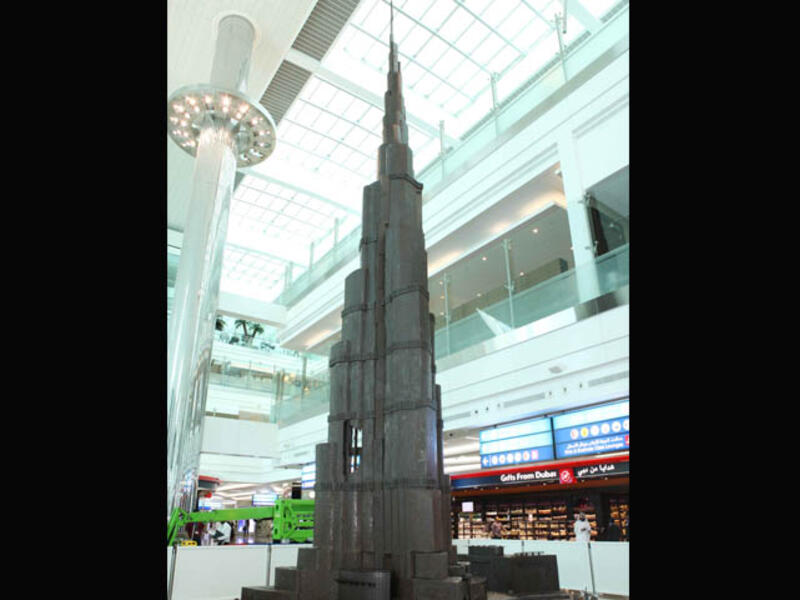 World’s tallest chocolate structure - Made entirely from Belgian chocolate, the 44 foot chocolate model of the Burj Khalifa was recently unveiled at Dubai International Airport. The structure took over 1,000 hours to create. We just hope someone gets to eat it!