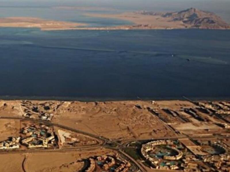 The Red Sea islands of Tiran (foreground) and Sanafir (background) in the Strait of Tiran between Egypt’s Sinai Peninsula and Saudi Arabia. (AFP/ File Photo)