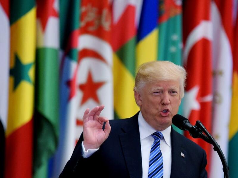 US President Donald Trump speaks during the Arabic Islamic American Summit at the King Abdulaziz Conference Center in Riyadh on May 21, 2017. (AFP/Mandel Ngan)