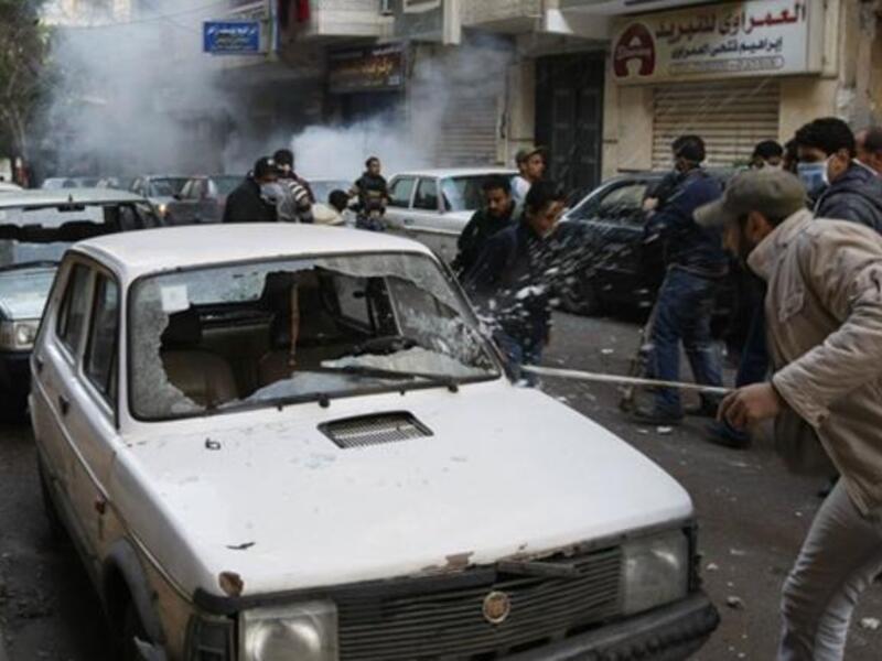 Egyptian Christian youths go on the rampage in the area of the Al-Qiddissine church.