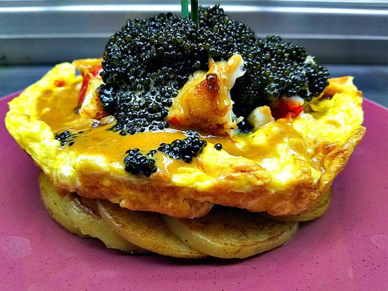 Zillion-dollar lobster frittata - $1,500
The frittata consists of six eggs, a splash of cream and some chopped chives. Oh yeah, there's also an entire lobster and 10 ounces of caviar (Twitter)