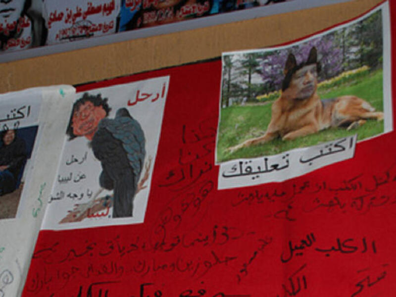 A dirty dog and a creepy raven bird. The Libyan people have no shortage of shameful insults to deliver to this "man".