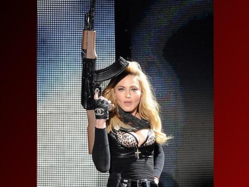 Madonna totes guns in the Middle East