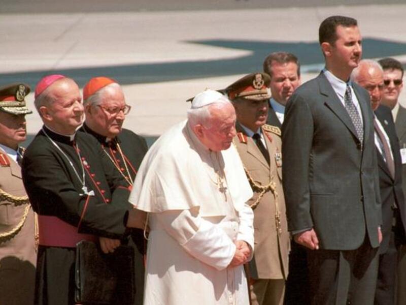 Pope John Paul II in Damascus with Bashar al Assad