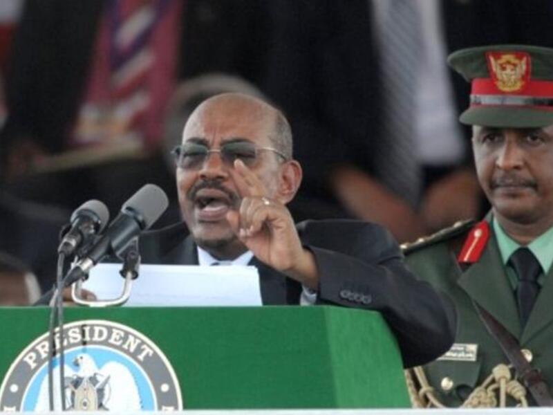 The President of Sudan, Omar al Bashir, addresses a crowd of thousands during the ceremony in the capital Juba, to celebrate South Sudan's independence from Sudan. 