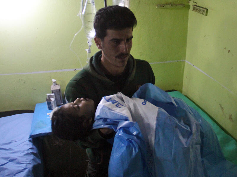 A child killed in the chemical attack in Idlib at a hospital in Khan Sheikhun, Syria. (AFP/Omar Haj Kadour)