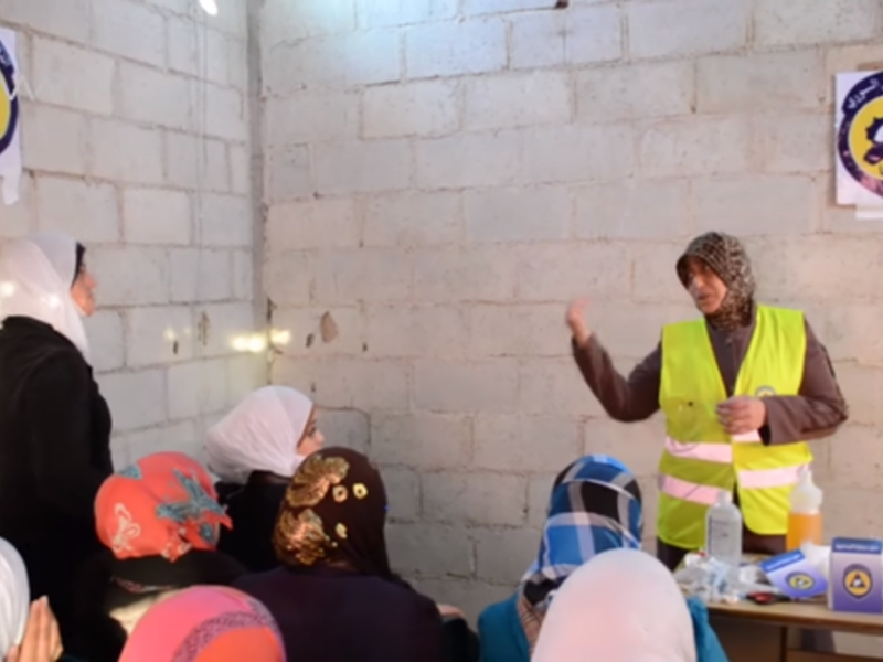 Women in Dara'a province in southern Syria take Civil Defense courses. [Twitter]