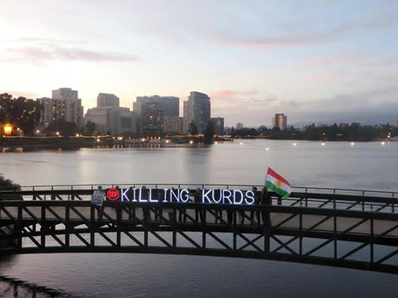 The Bay Area Light Brigade has been campaigning for the PKK with lights in Oakland, Calif. (Facebook)