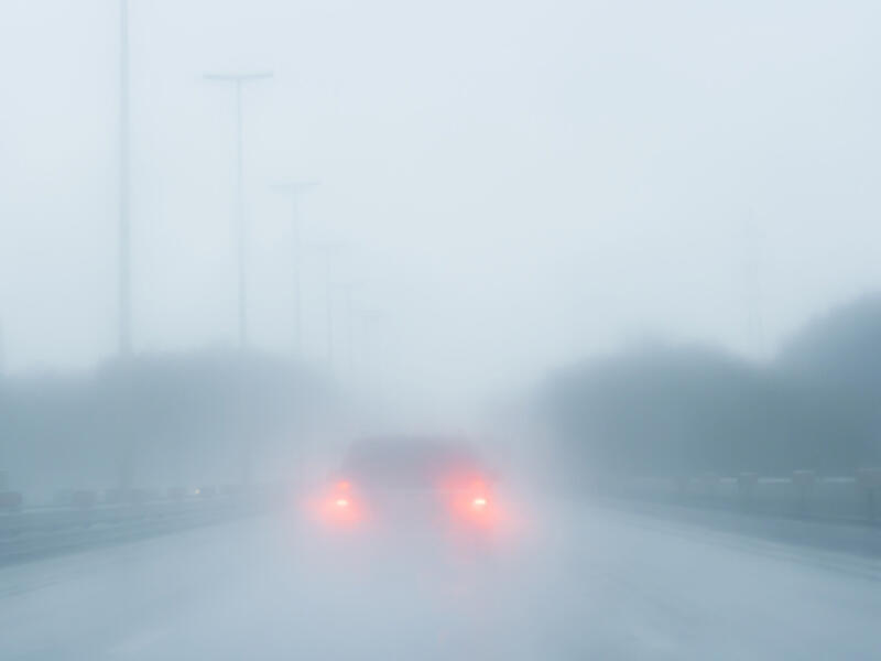 Under the traffic laws, driving in foggy conditions without using low or foggy lights are punishable by Dh500 fine and four black points. (Shutterstock)