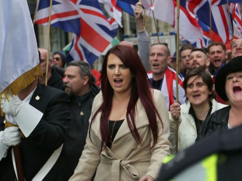 Jayda Fransen, the deputy leader of Britain First, was in 2016 convicted of religiously aggravated harassment of a Muslim woman. (AFP/ File Photo)