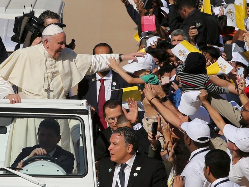 Despite being just 5-years-old, he was one of the few to be personally blessed by Pope Francis at the Papal mass in Abu Dhabi. (Twitter)