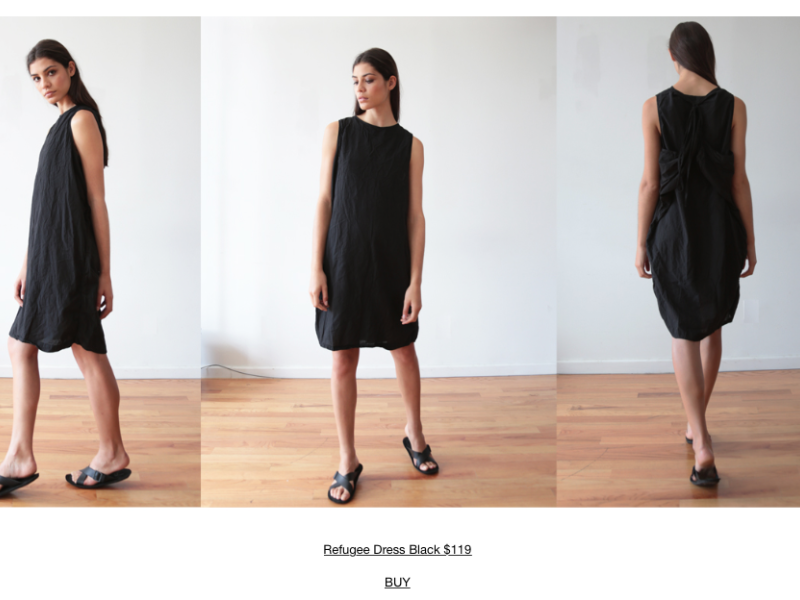 The $120 'Refugee Dress'. (UNZINYC website) 