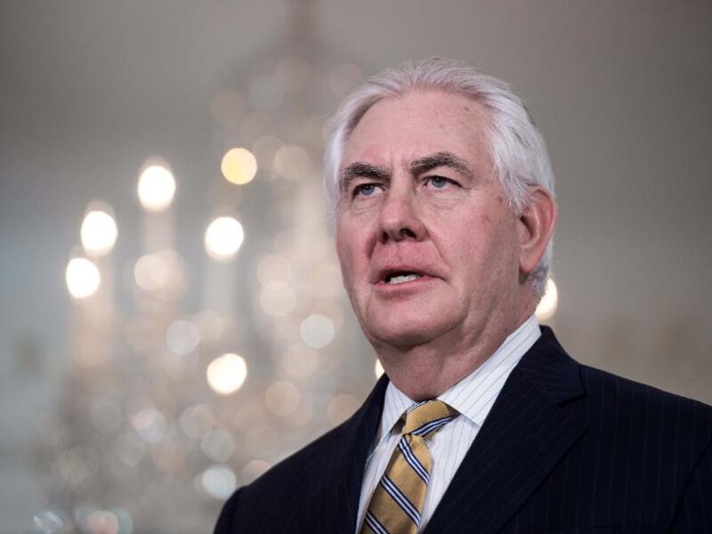 US Secretary of State Rex Tillerson speaks to the press prior to a meeting with Saudi Foreign Minister Adel al-Jubeir at the State Department in Washington, DC, on March 23, 2017. (AFP/Nicholas Kamm)