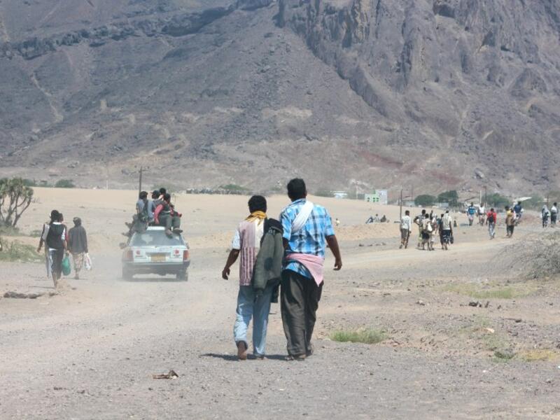 People evacuate the scene after a suicide bombing near Aden earlier in 2016. (AFP/File)