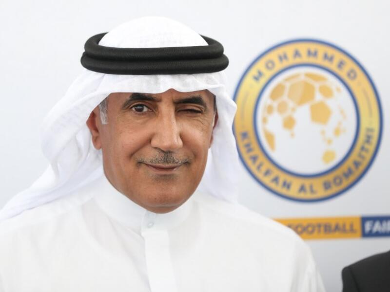 Mohammed Khalfan al-Romaithi, chairman of the United Aarab Emirates' General Authority for Sports, smiles during a press conference in Abu Dhabi in which he announced his candidacy for the presidency of the Asian Football Confederation on March 7, 2019i. Abu Dhabi's former police chief announced he was officially running for president of the AFC, vowing to "make football fair". The AFC election for the next president will take place on April 6.