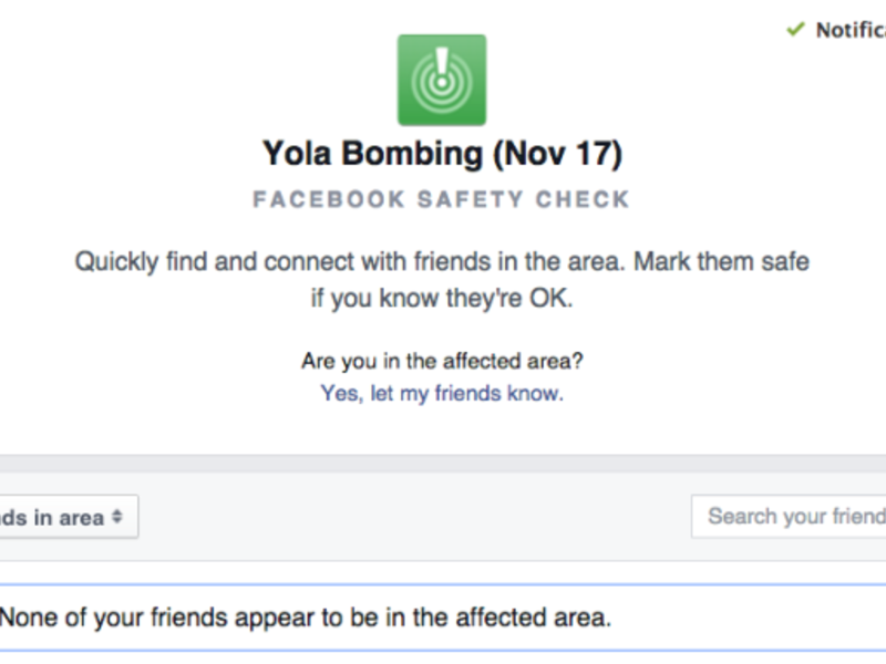 After facing criticism for activating the feature for the Paris attacks but not for Beirut the day before, Facebook announced that it will increase the use of Safety Check for crises around the world. (Twitter)