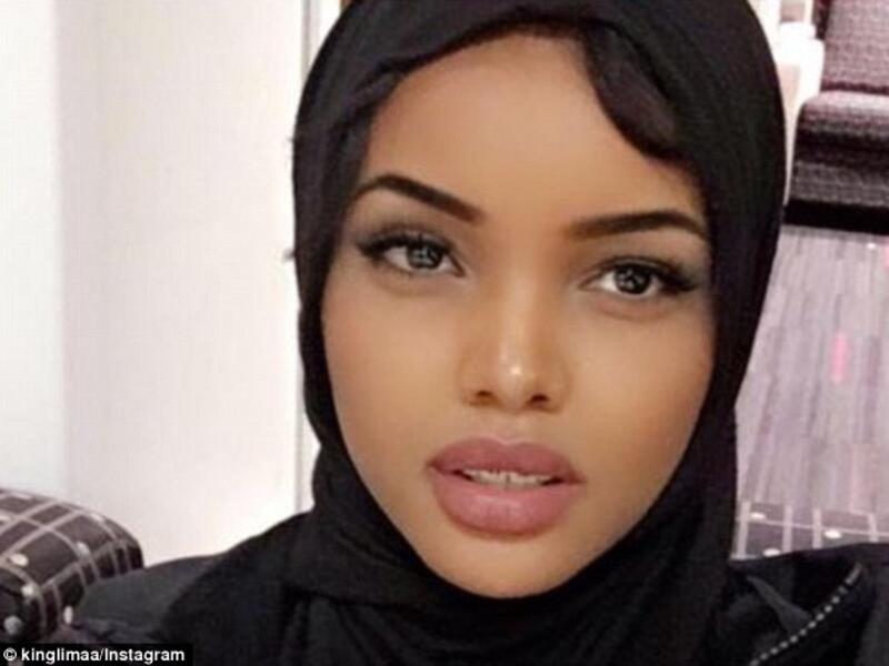 Halima, who was born in a Kenyan refugee camp, donned a hijab and a fur coat for her first trip down the catwalk. (Instagram)