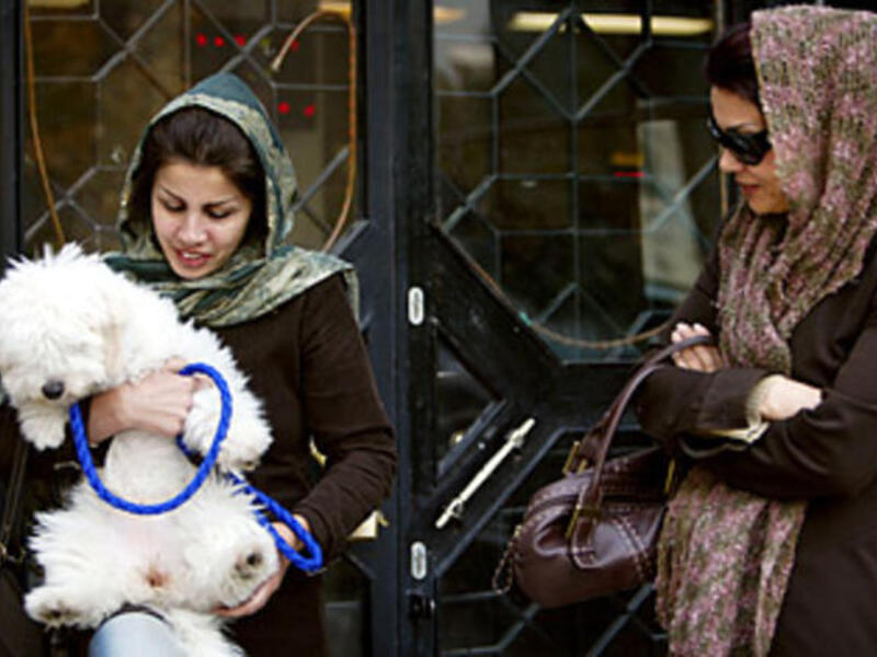 A woman enjoying her dog outdoors. [content.time]