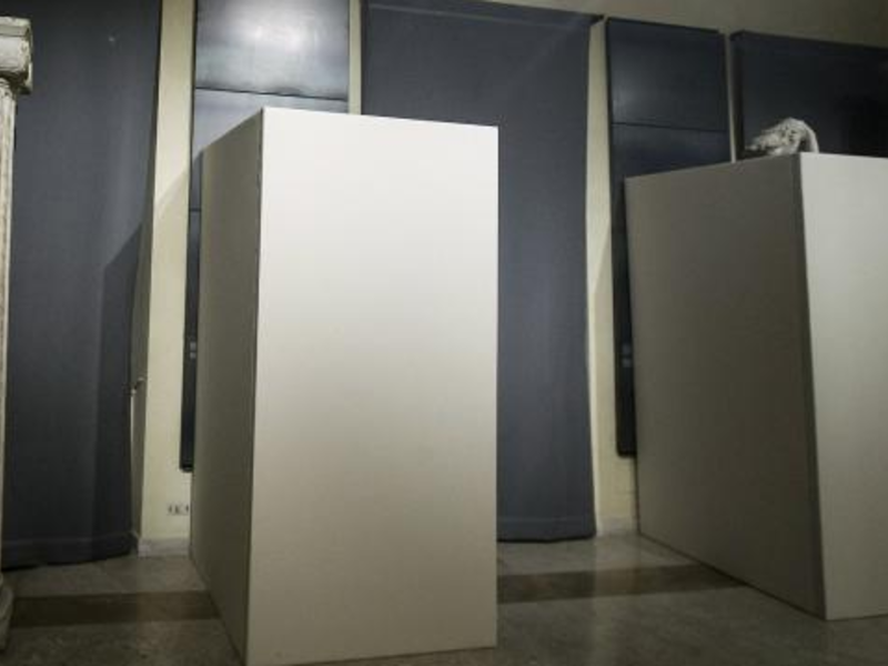 The ancient naked statues were hidden from the Iranian president’s view during his official visit to Rome. (Twitter)