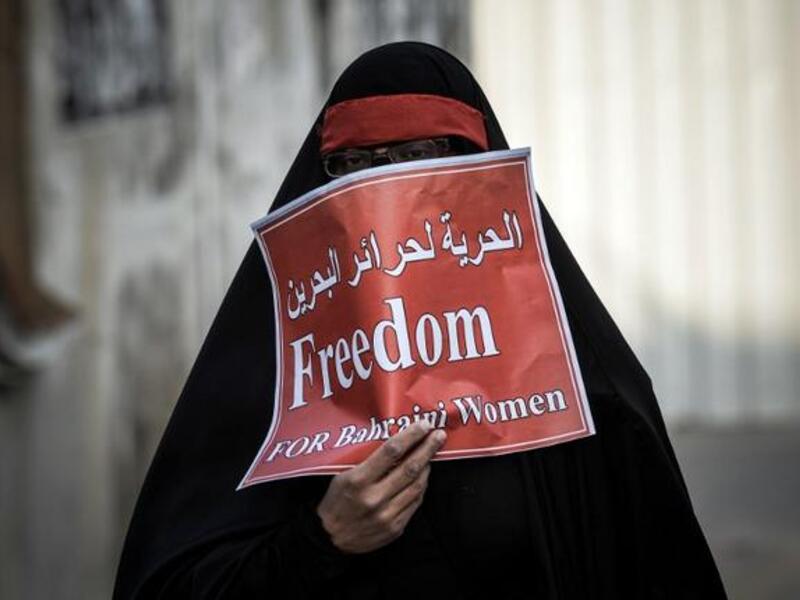 A Bahraini Shiite Muslim woman takes part in an anti-government protest on Thursday. (AFP PHOTO/MOHAMMED AL-SHAIKH)
