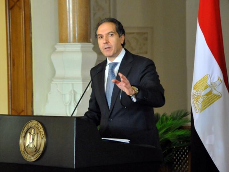 Presidential political adviser Mostafa Hegazy speaks during a press conference in Cairo on August 17, 2013. (AFP/HO/Egyptian Presidency)