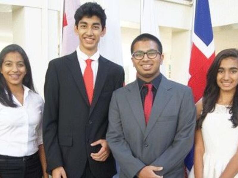 From left: Mitali Mirle, president of general assembly; Farhan Farooqui, deputy secretary general, Abhinav Menon, secretary general, Anvita Achar, deputy secretary general