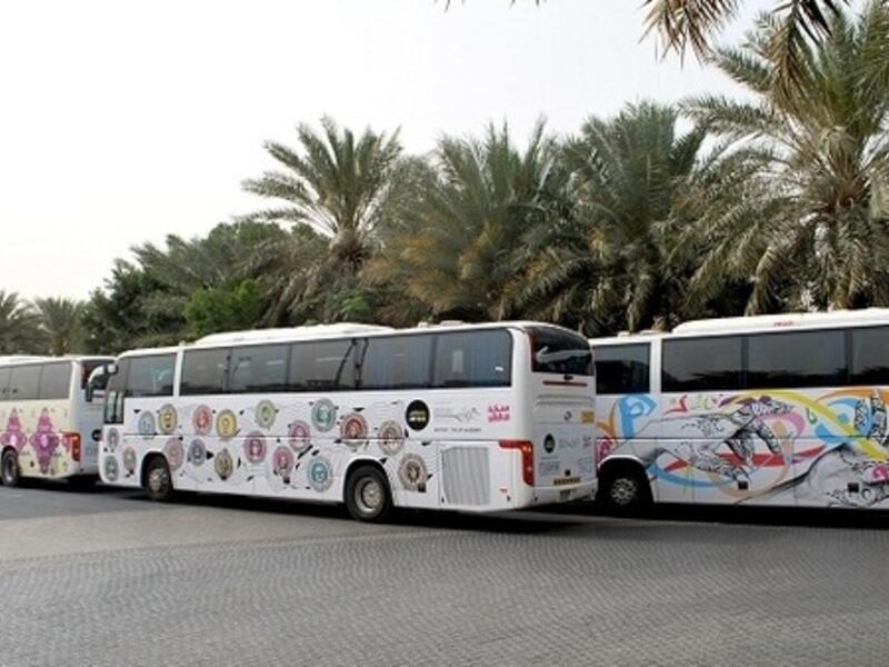 The buses are decorated with specially commissioned work by locally-based young artists. (Image courtesy ArtintheCity)