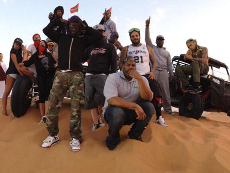 Chris Brown went quad biking with his possy in the UAE (Photo: Twitter)