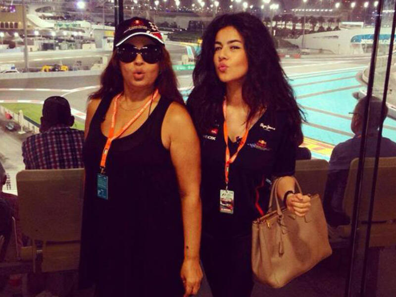 Fifi Abdo with her daughter Hanadi at the F1 race in Abu Dhabi. (Image: Facebook)