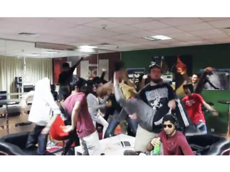Screengrab from the 'Do The Harlem Shake SAE Dubai - Da Fak Habibi' video filmed at the SAE Institute in Dubai.