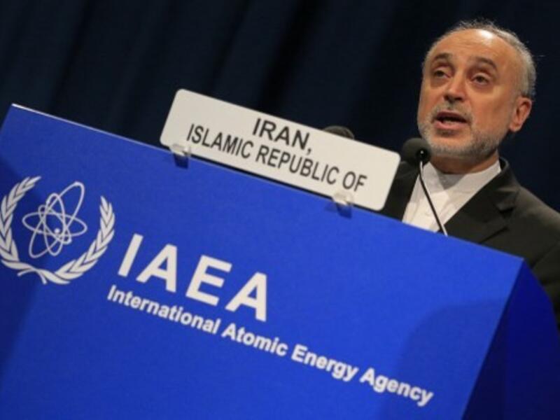 Iran's Atomic Energy Organization president Ali Akbar Salehi and Vice-President of Iran, delivers a speech during the 57th General Conference at the UN atomic agency headquarters in Vienna. (AFP)
