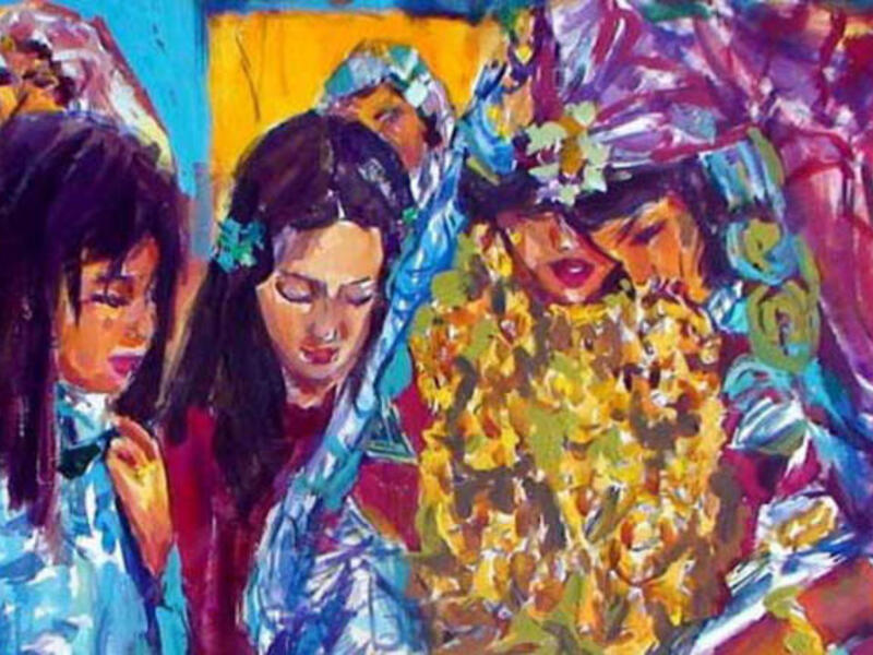 Najla Shawket Fitouri is a Libyan artist displaying some of her works in "The Libyan" exhibition  