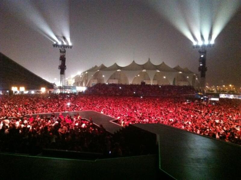 US pop icon Madonna hit the stage running at Abu Dhabi's Yas Island Stadium in her first-ever concert in the Gulf.