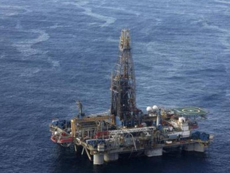 n this photo provided by the Cyprus Press and Information office, the Noble Energy company's offshore oil and gas rig is seen some 115 miles (185 kilometers) off Cyprus' south coast.
