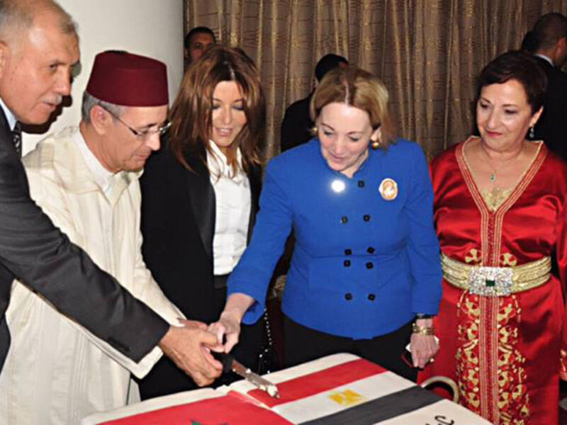 Samira Said celebrates at the King of Morocco's event in Cairo. (Image: Facebook)