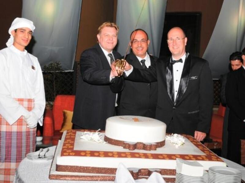 During the cake cutting ceremony