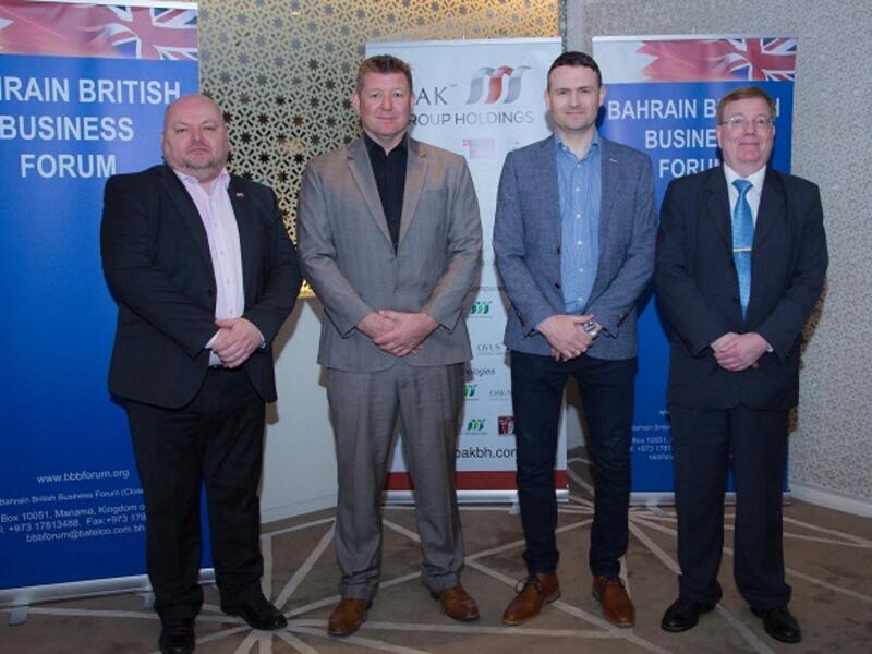 L to R: Mark Gravener, Head of BBBF’s SiGs; Simon Bromyard, Head of OGE SIG; Keynote speaker Troy Wrigley; and Richard Monkhouse of Arencon Contracting.