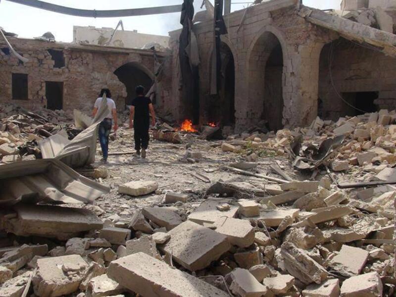 Al-Salheen Mosque after an air strike. (Photo: Halab Today TV July 26)