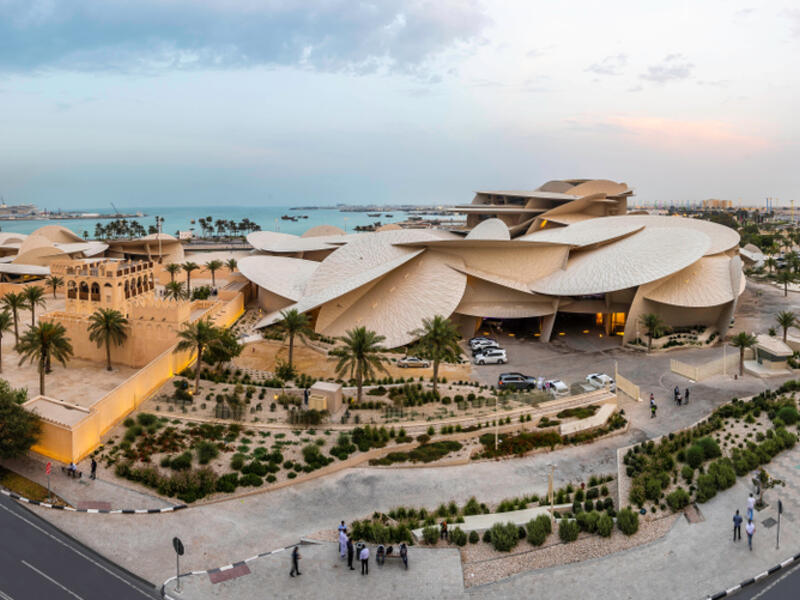  Qatar National Museum Arial view Doha Qatar (Shutterstock)	