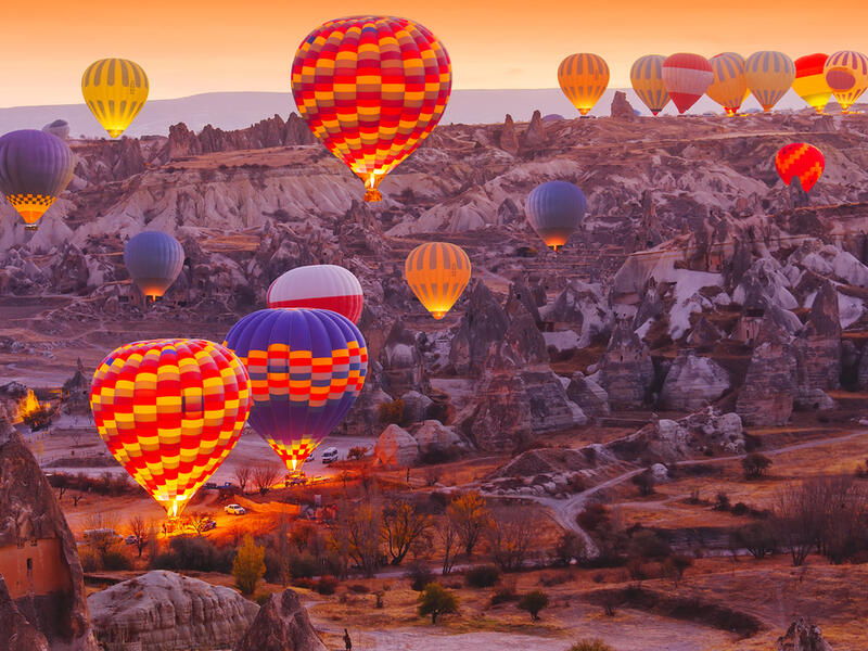 Beautiful vibrant colorful balloons in sunrise light in Cappadocia (Shutterstock/File Photo)