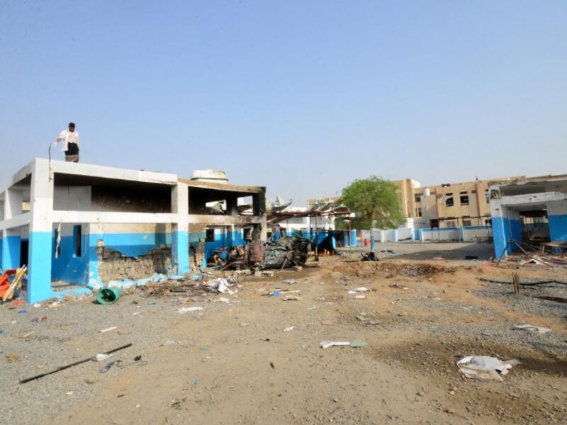 A picture taken on August 16, 2016 shows a view of a hospital operated by Doctors Without Borders (MSF) in Abs, in the rebel-held northern province of Hajja, a day after the hospital was hit by an air strike. (AFP/Stringer)