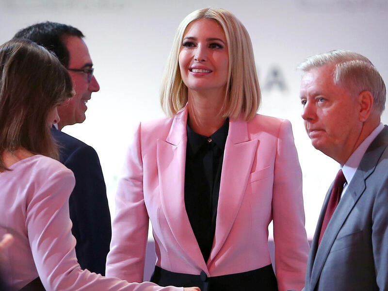 Ivanka Trump takes questions from her spokeswoman at Doha Forum (AFP)