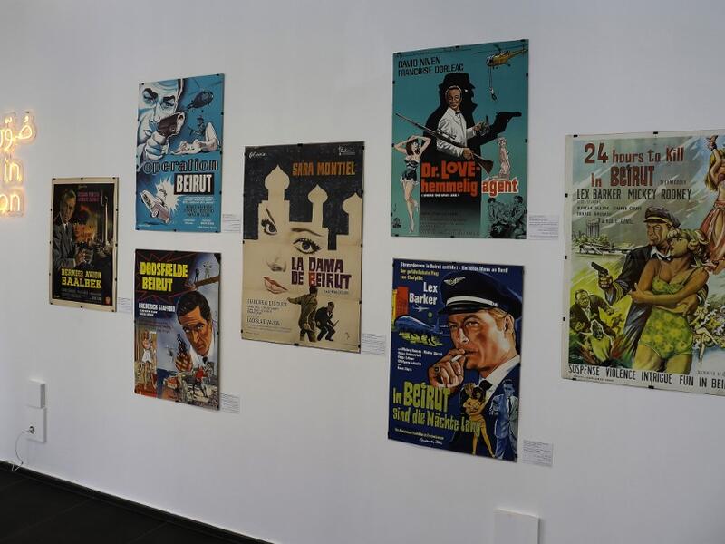 Vintage cinema posters are displayed at an art exhibition in the Lebanese capital Beirut  JOSEPH EID / AFP
